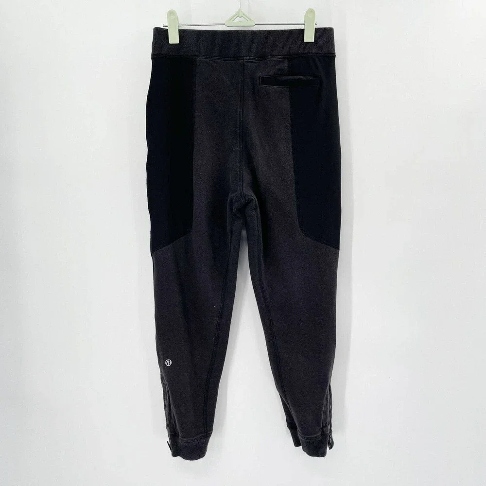Lululemon Rocket Jogger Yoga Pants Sz 4 Black‎ French Terry Pockets Ankle Zip